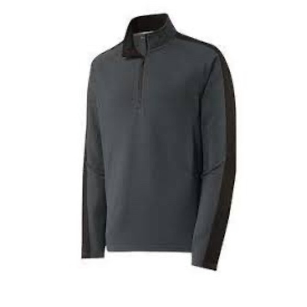Mens Quarter Zip Pullover Heather Grey Black Athletic Performance Sweatshirt - Picture 2 of 4